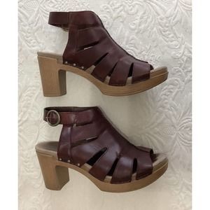 Dansko Demetra Pull Up Vintage Sandals Ruby Dark Red 40 Size 9